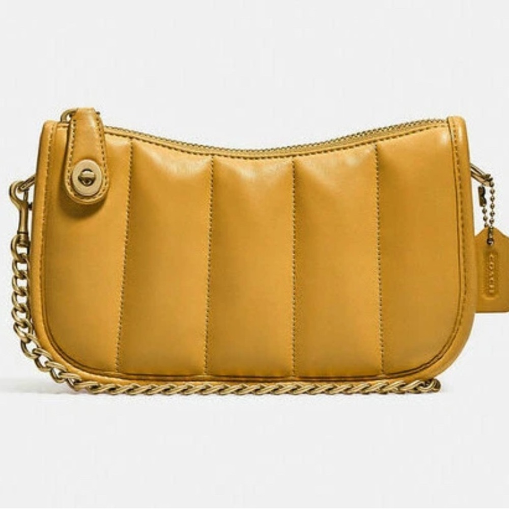 Coach swinger 20 Leather Clutch w/ quilting Chain Bag ~NWT~ Buttercup C3490
